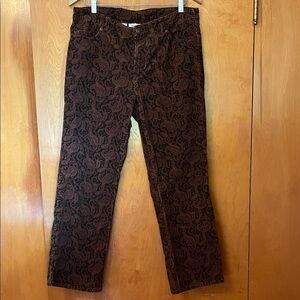 Jones New York Brown Paisley Straight Leg Pants